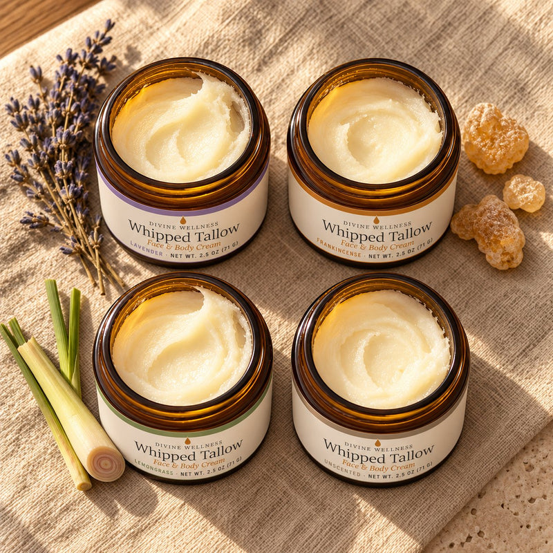 Whipped tallow cream in four scents