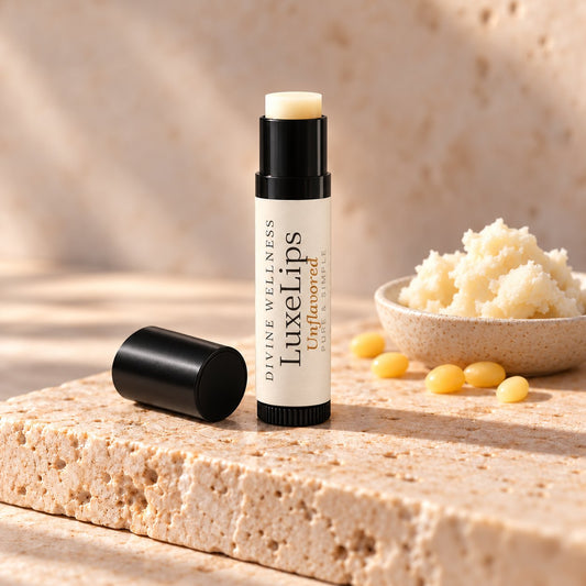 LuxeLips tallow lip balm tube with shea butter and beeswax