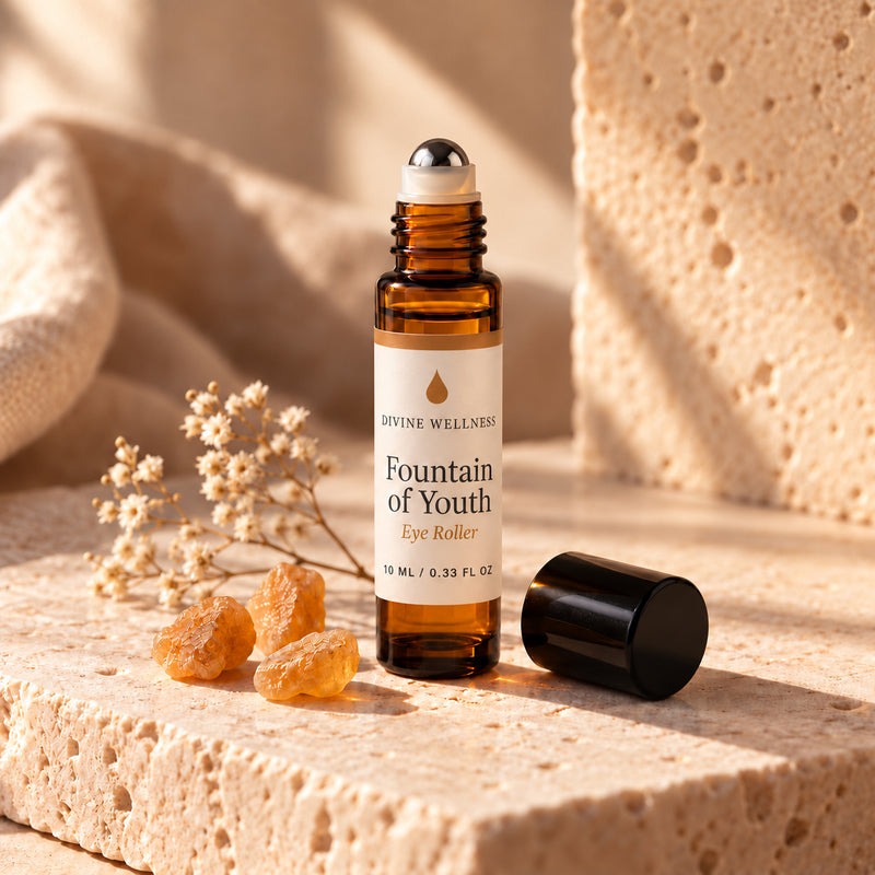 Fountain of Youth frankincense eye roller in amber glass
